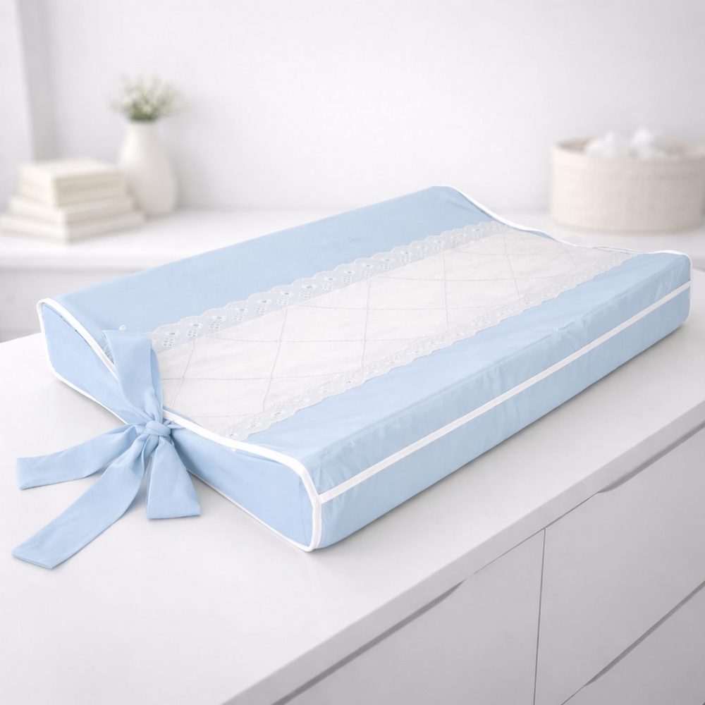 Trocador de Bebê Anatômico para Cômoda - Azul com Linho