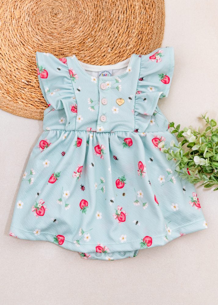 Vestido Body Verde Bebê Com Estampa Frutas Iase