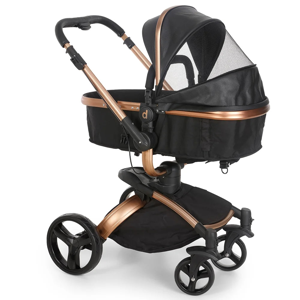 Kit Carrinho de Bebê 360 + Bebê Conforto + Base - Golden