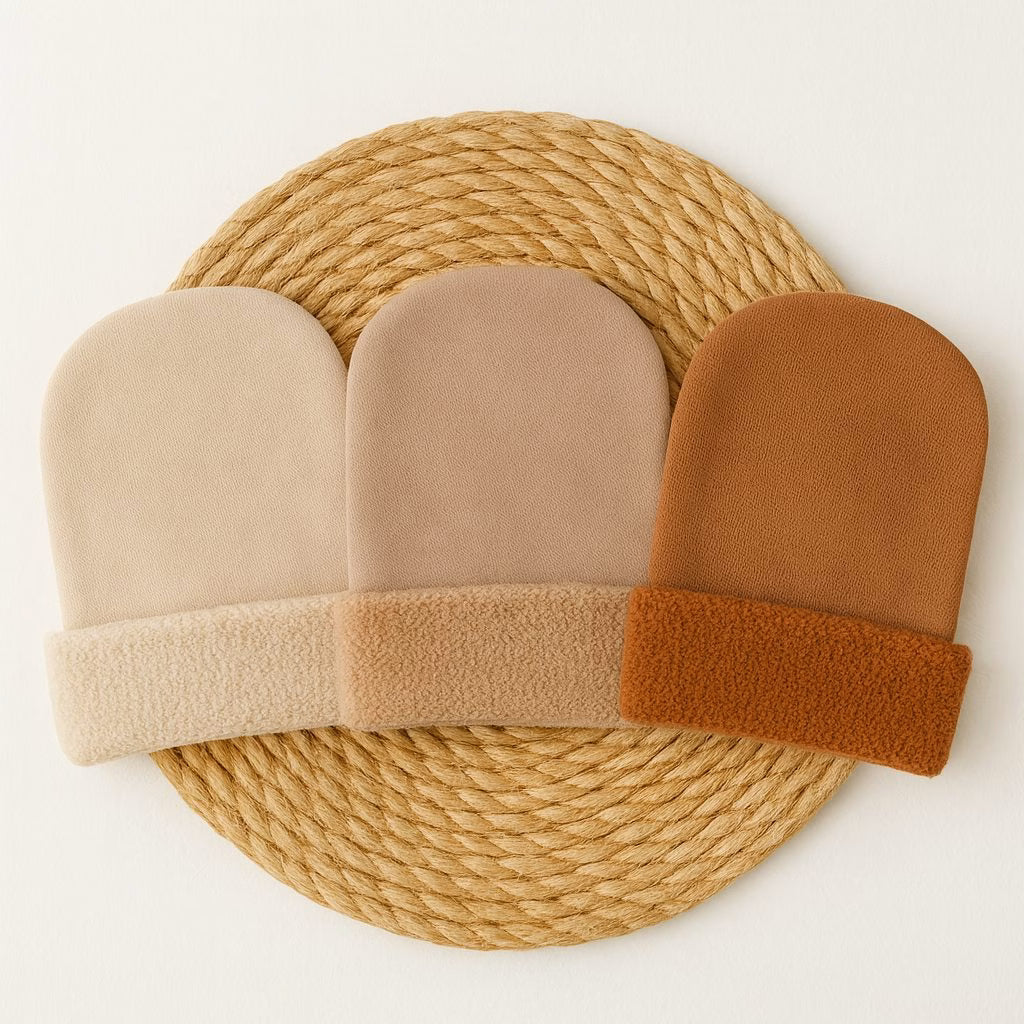 Kit 3 Pares Touca Atoalhada Para Bebê Recem Nascido - Neutro