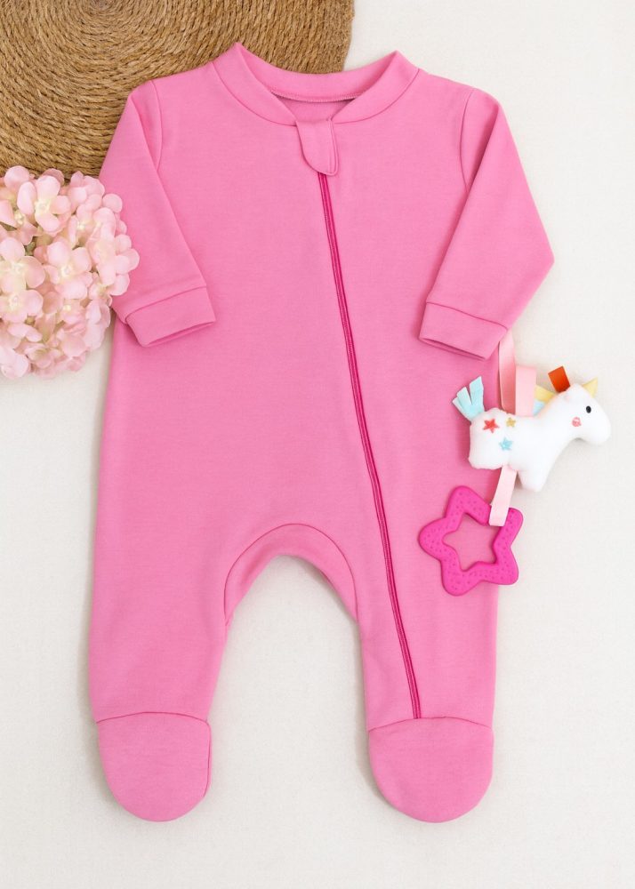 Macacão Bebê Suedine 100% Algodão - Rosa