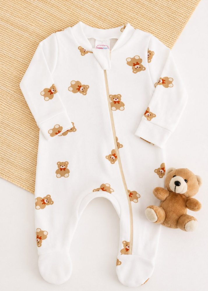 Macacão Bebê Suedine 100% Algodão - Ursinho Teddy