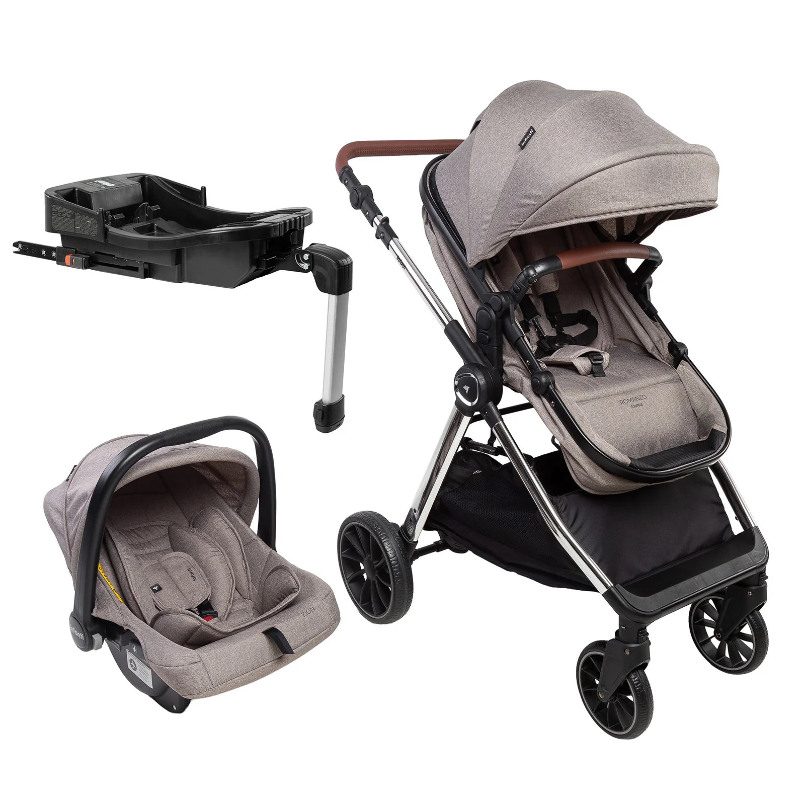 Carrinho Infanti Romanzo Essenza Trio Isofix - Bege Chrome