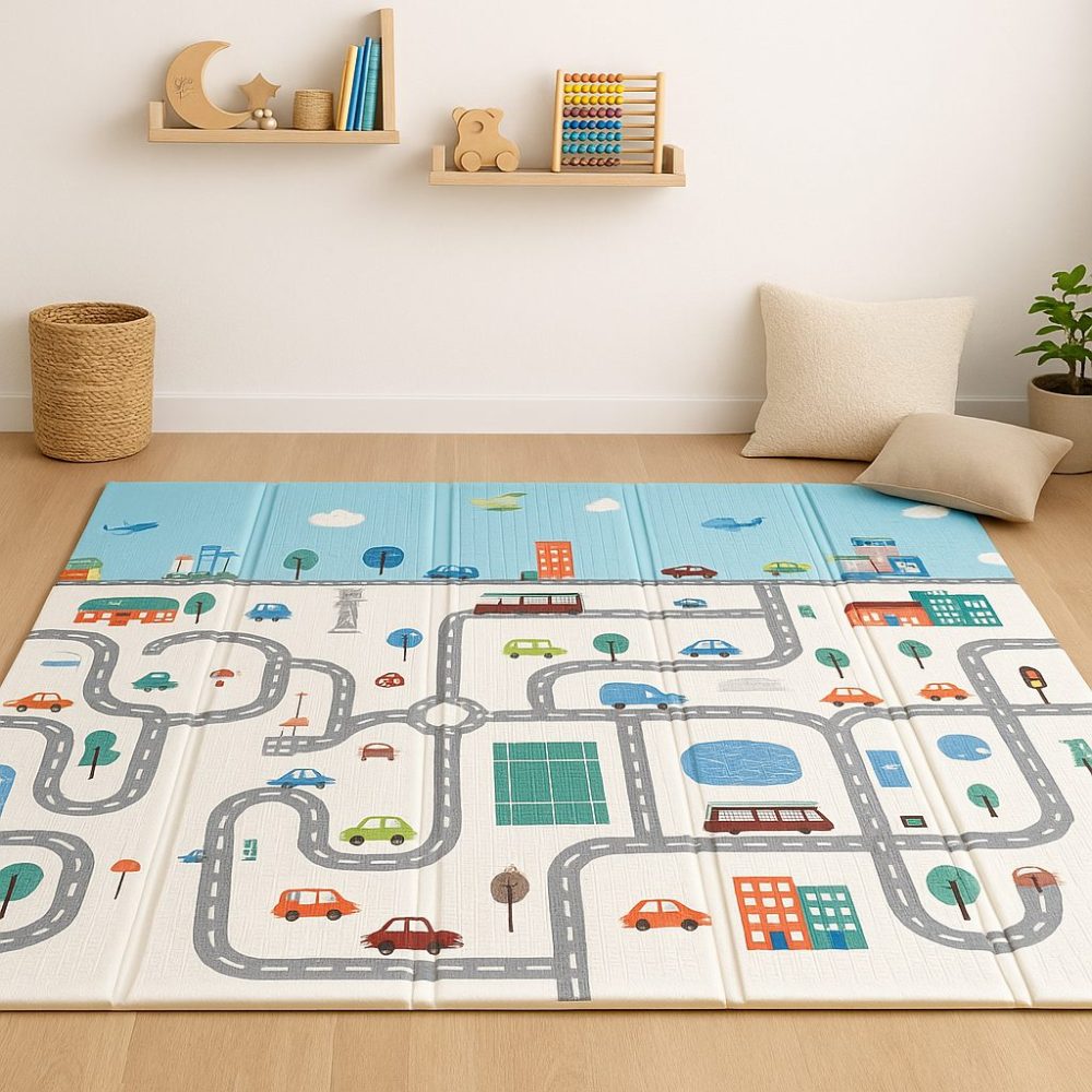 Tapete de Atividades Dupla Face 120cm x 120cm - Carros