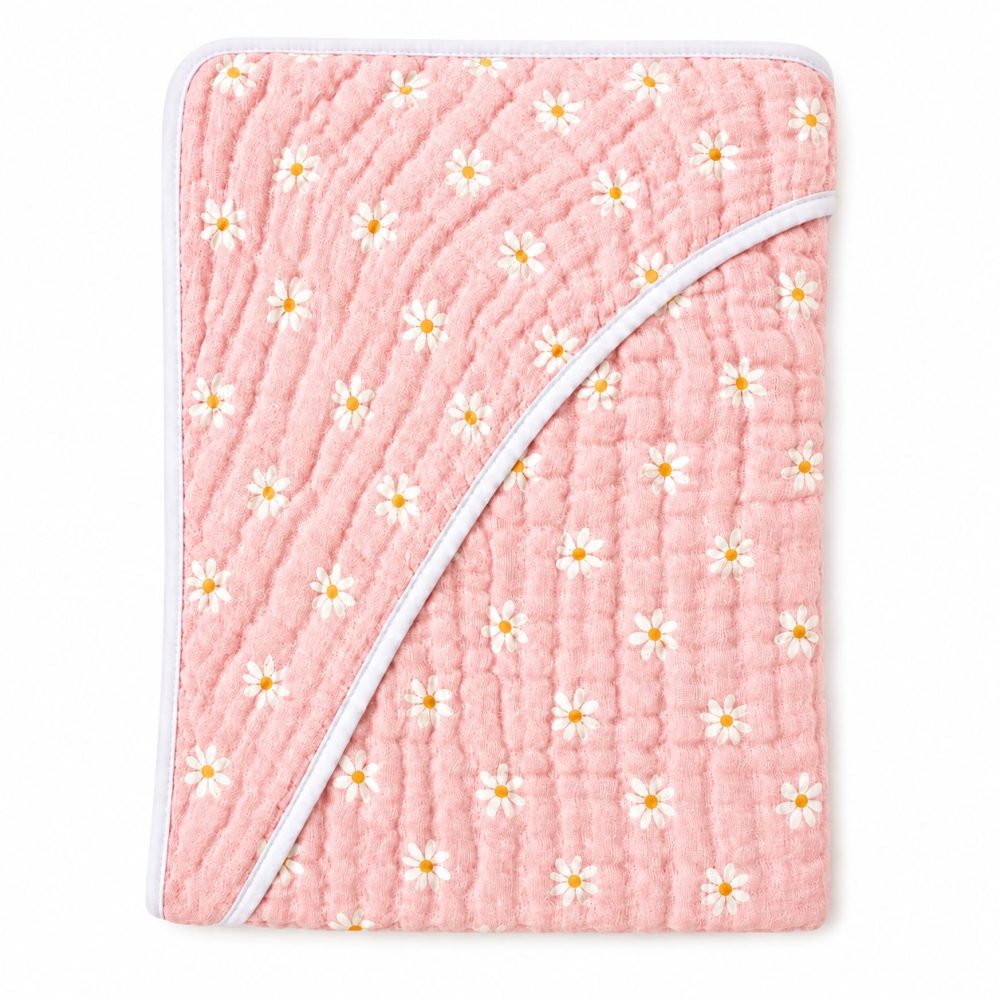 Toalha De Banho Papi Soft 3 Camadas Com Capuz 80cm X 80cm - Margaridas