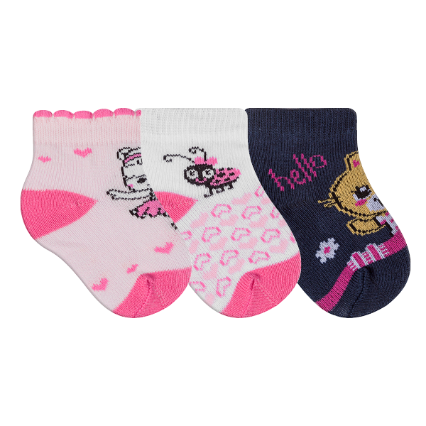 Kit Meia Bebê 3 Pares Variadas Bailarina