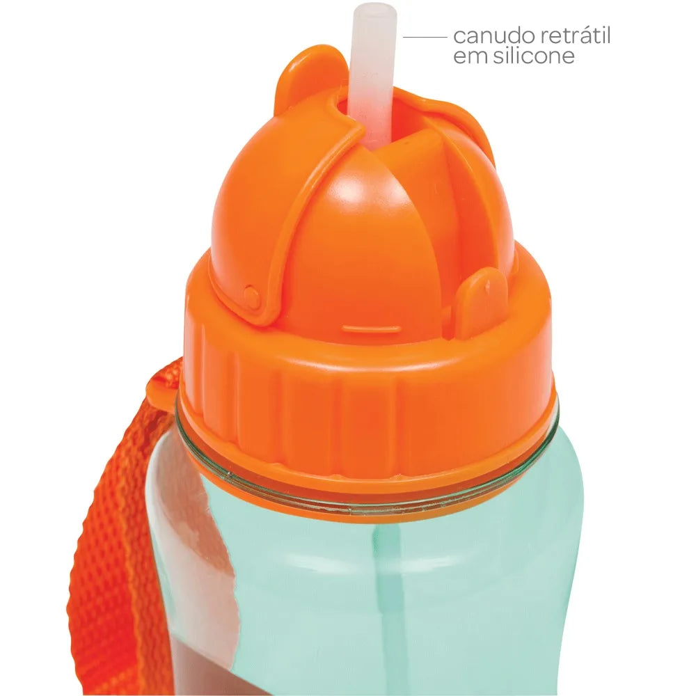 Garrafinha Infantil Animal Fun Buba Com Canudo 350ml - Macaco