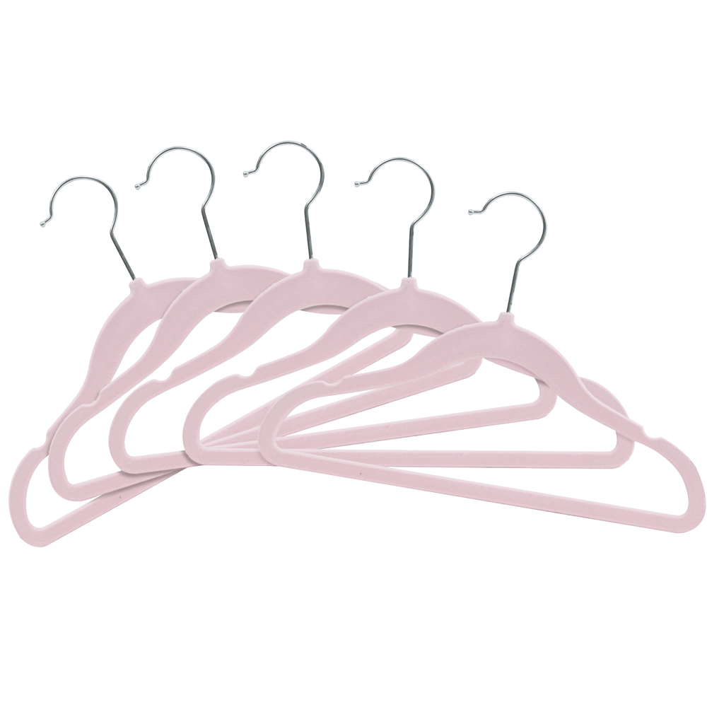 Kit 5 Cabides Infantil Buba em Veludo Rosa
