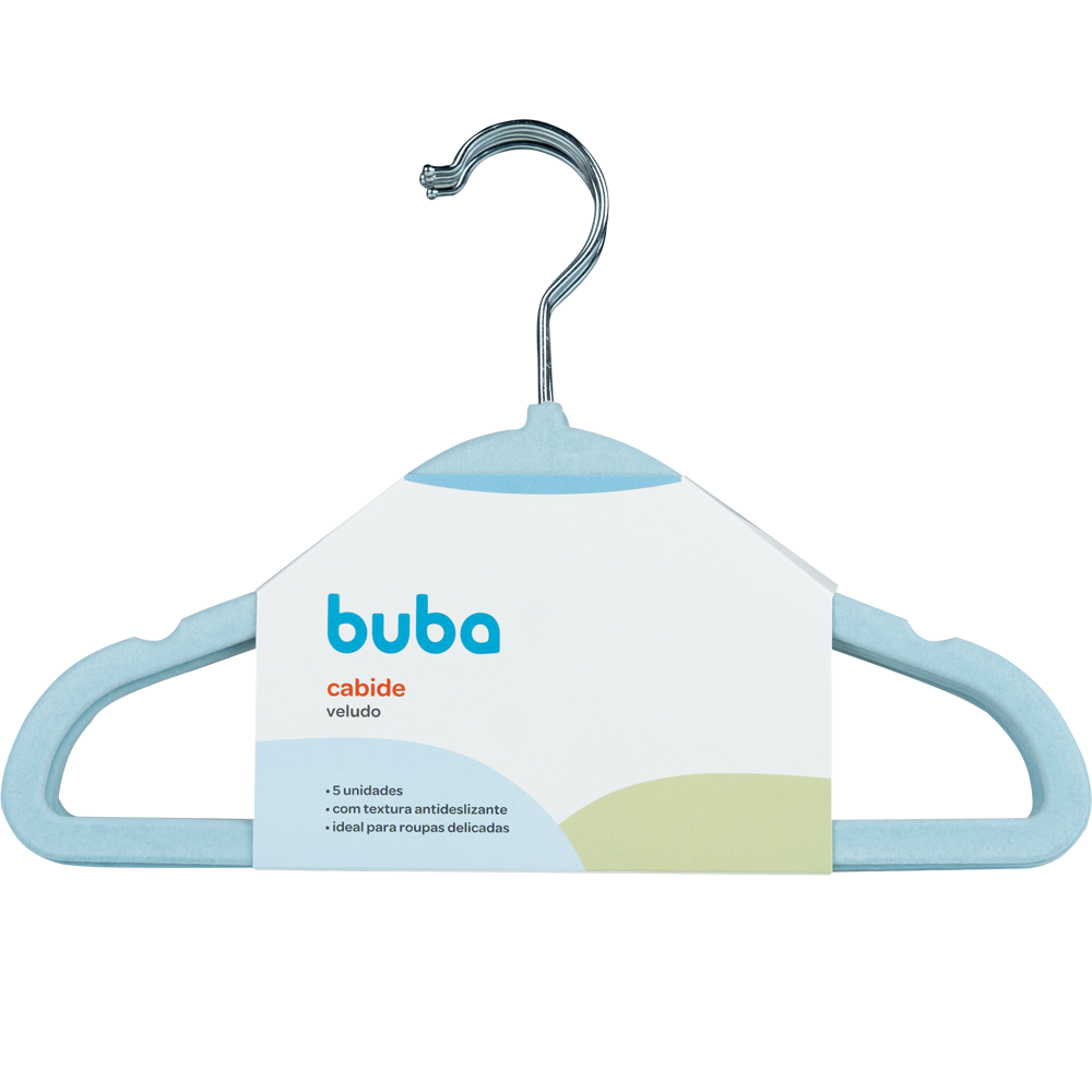 Kit 5 Cabides Infantil Buba em Veludo Azul
