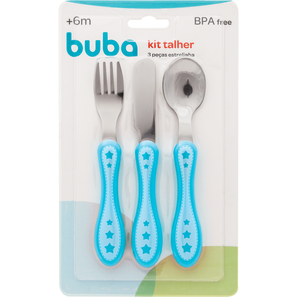 Kit Talher Estrelinha 3 Peças Azul Buba