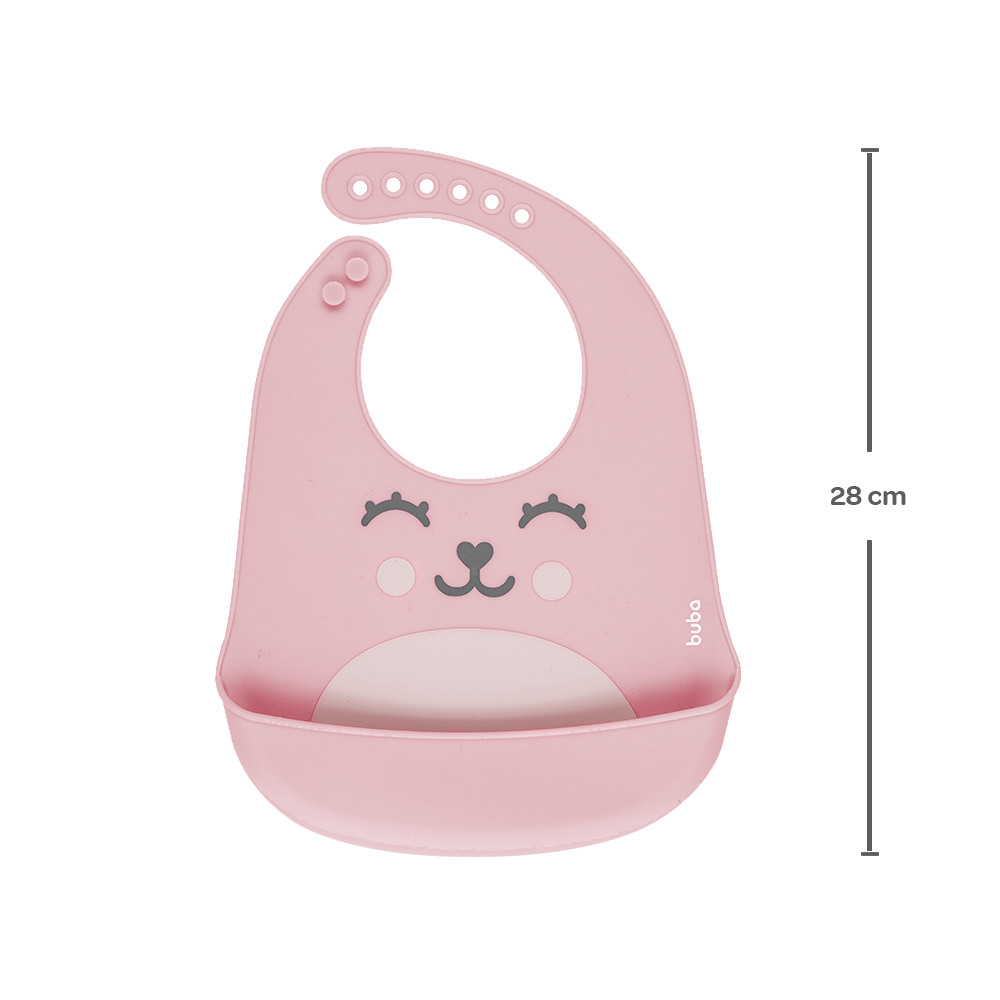 Babador de Silicone com Pega Migalhas Urso Rosa Buba