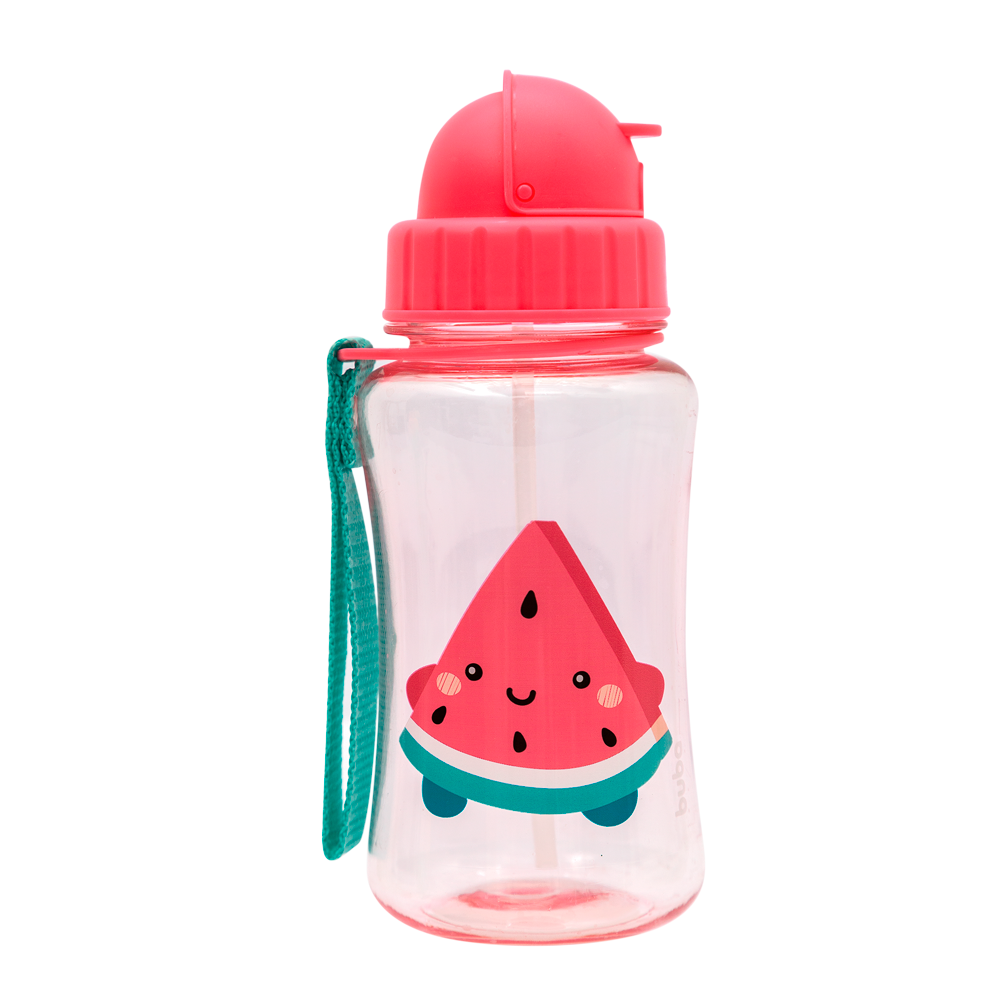 Garrafinha Infantil Animal Fun Buba Com Canudo 400ml - Melancia