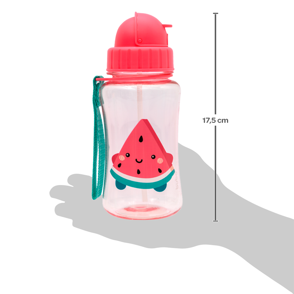 Garrafinha Infantil Animal Fun Buba Com Canudo 400ml - Melancia