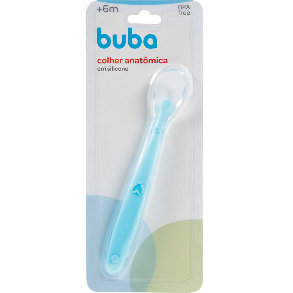 Colher Anatômica em Silicone Azul Buba para Bebê