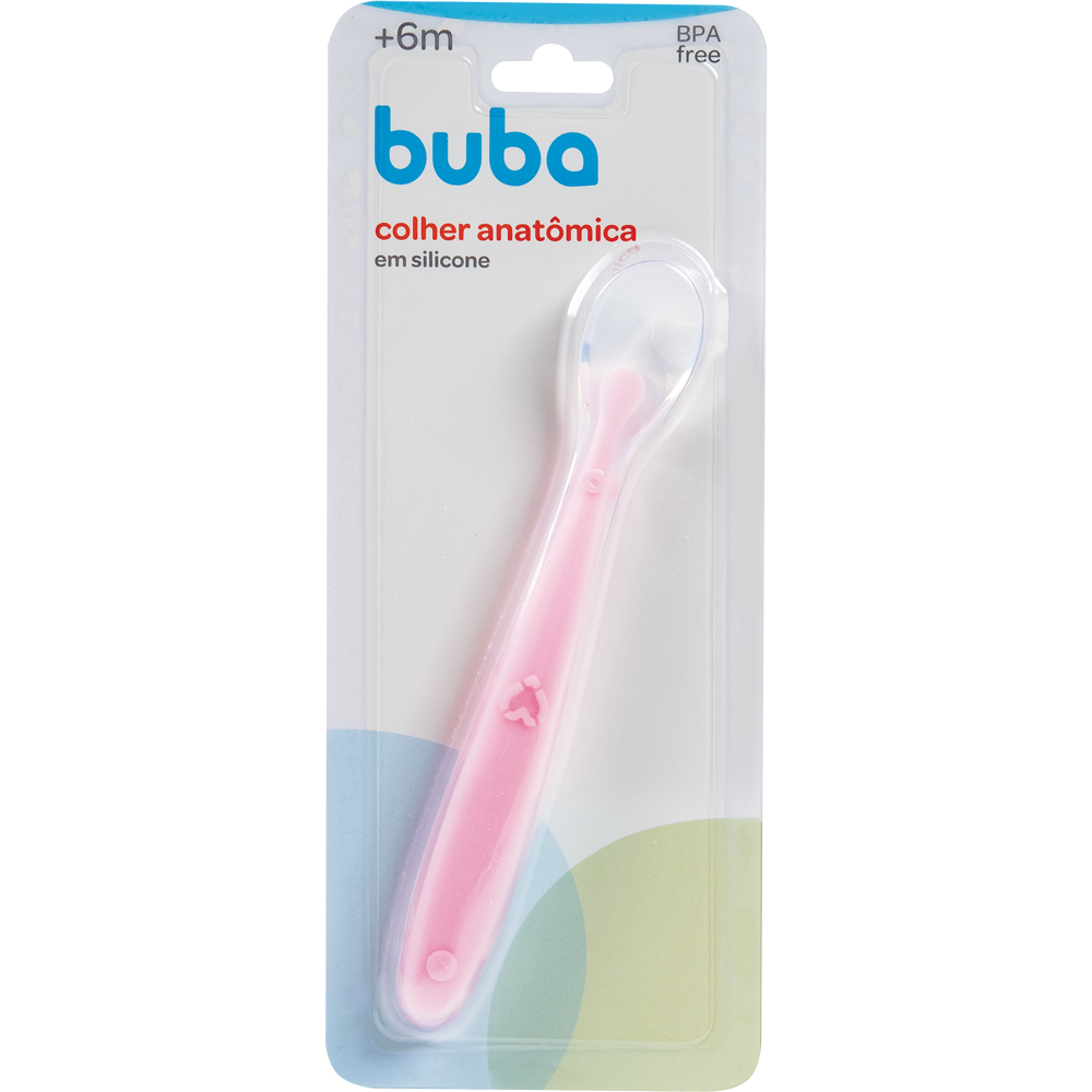 Colher Anatômica em Silicone Rosa Buba para Bebê