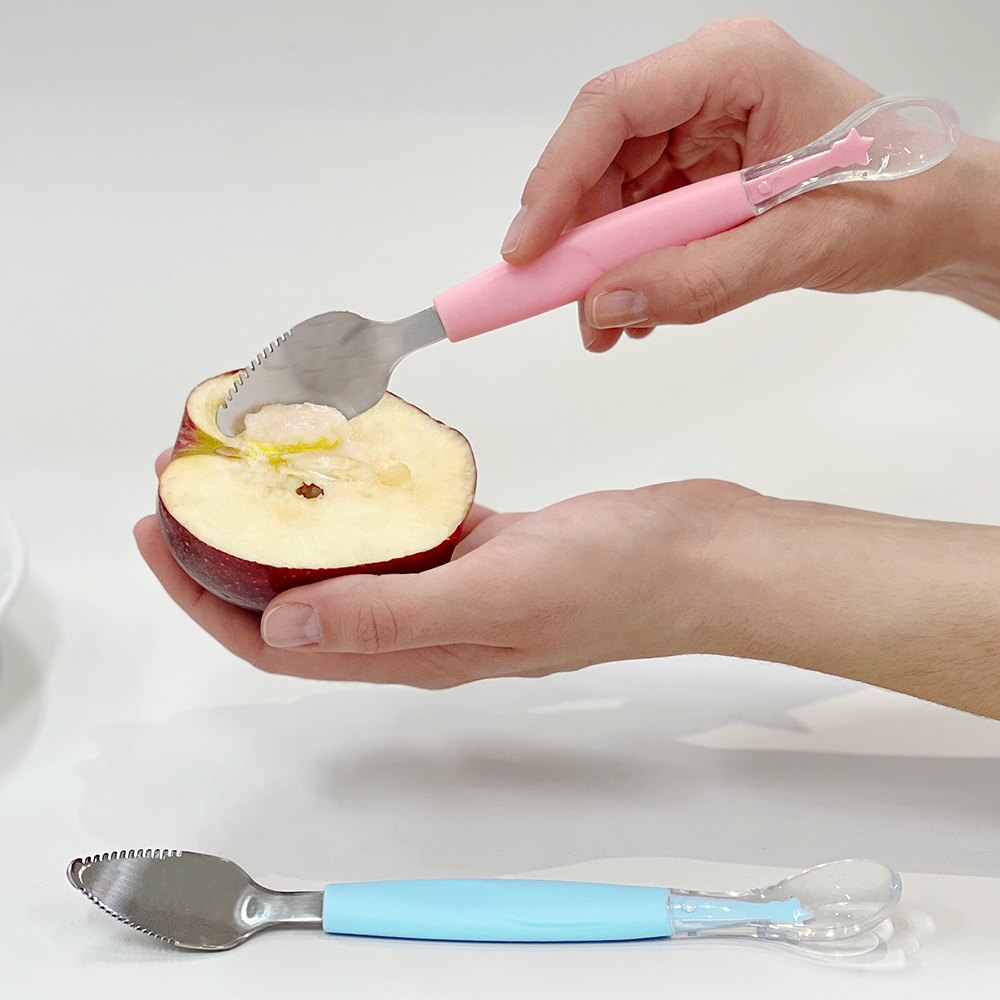 Colher 2 em 1 Infantil Rosa Buba para Introdução Alimentar