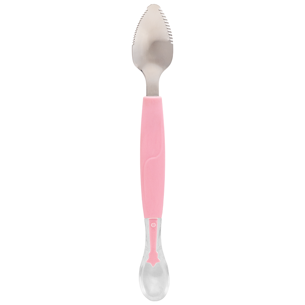 Colher 2 em 1 Infantil Rosa Buba para Introdução Alimentar