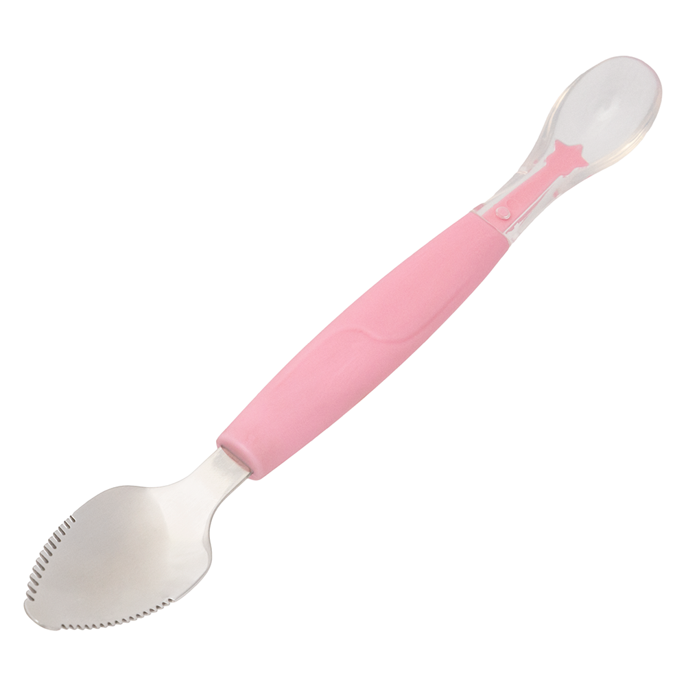 Colher 2 em 1 Infantil Rosa Buba para Introdução Alimentar