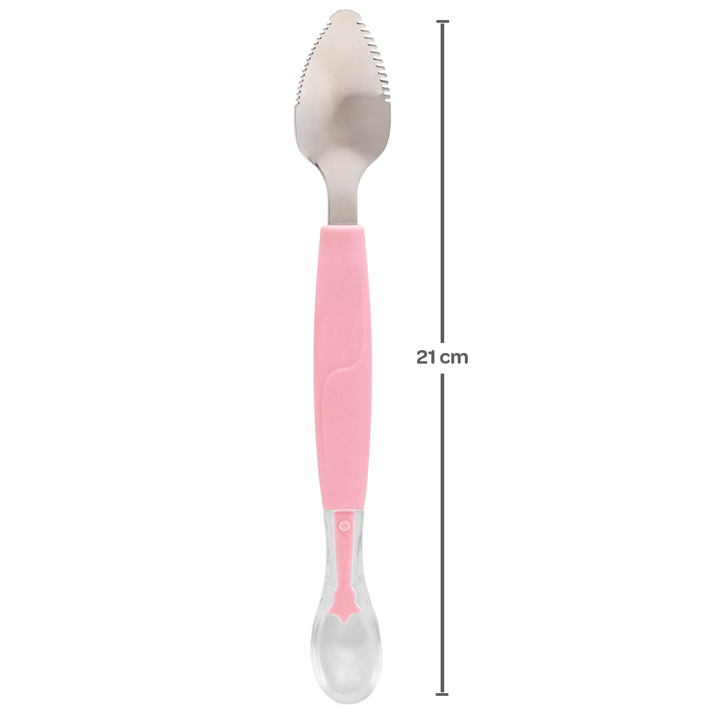 Colher 2 em 1 Infantil Rosa Buba para Introdução Alimentar