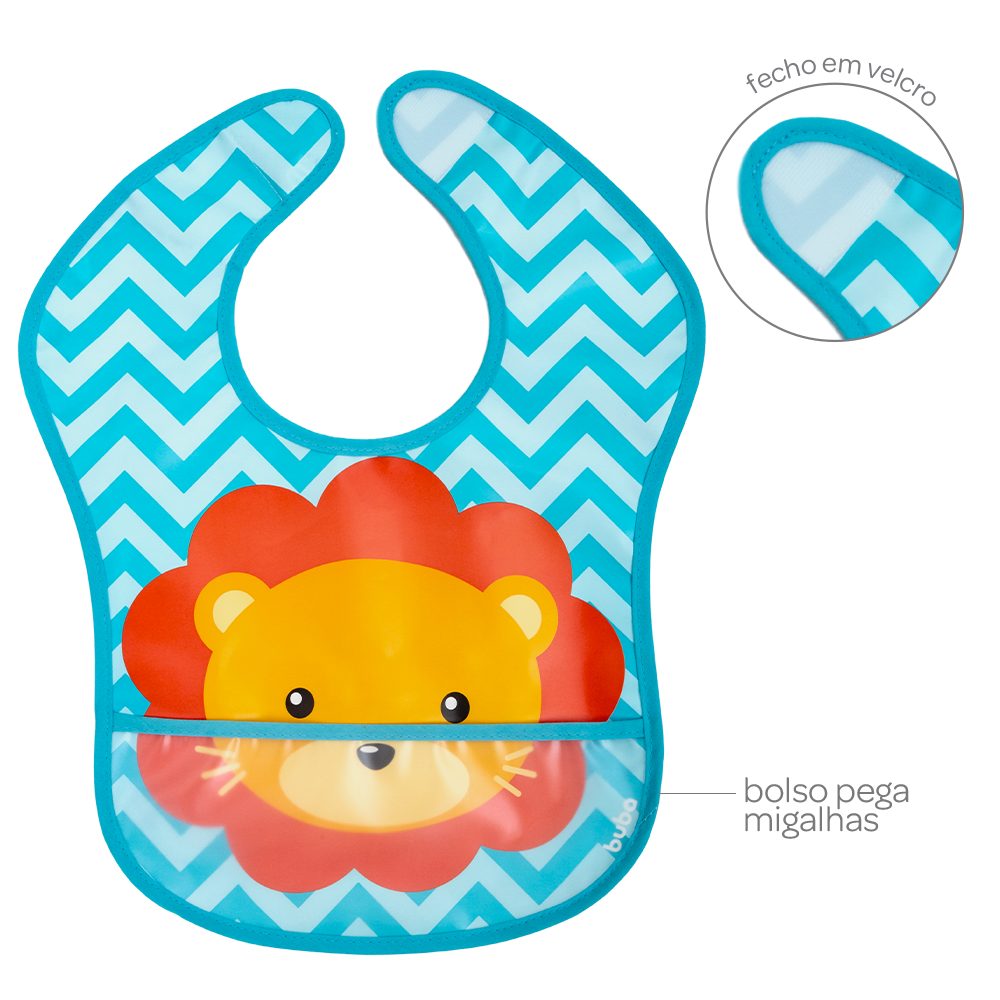 Babador Animal Fun Com Pega Migalhas Buba - Leão