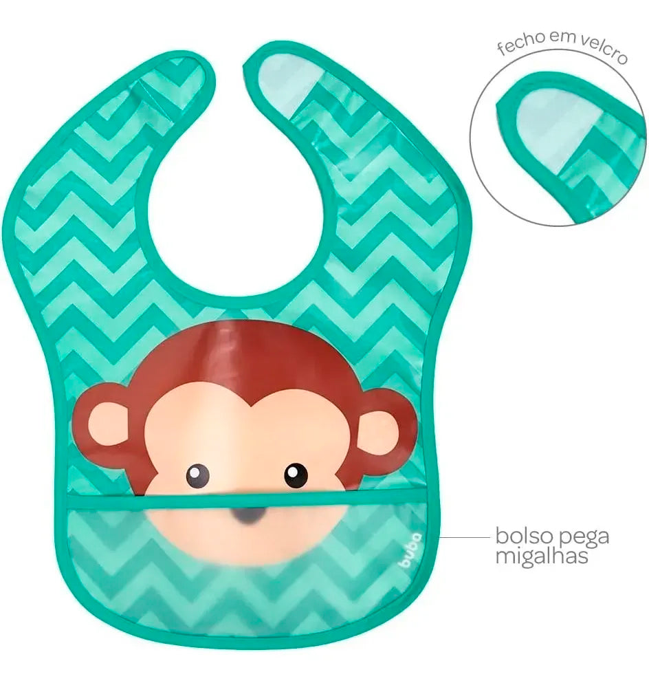Babador Impermeável Com Bolso Pega Migalhas Buba - Macaco