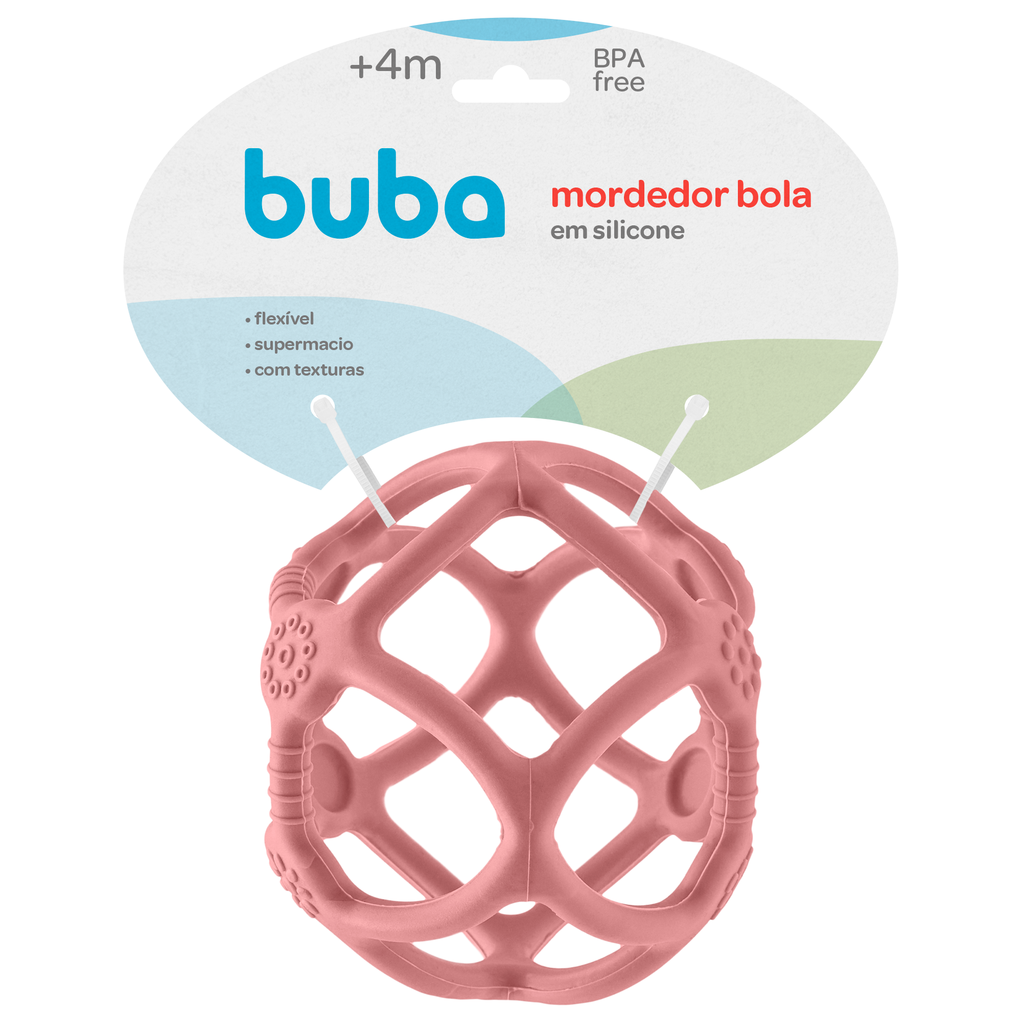 Mordedor Bola em Silicone (4M+) Rosa - Buba