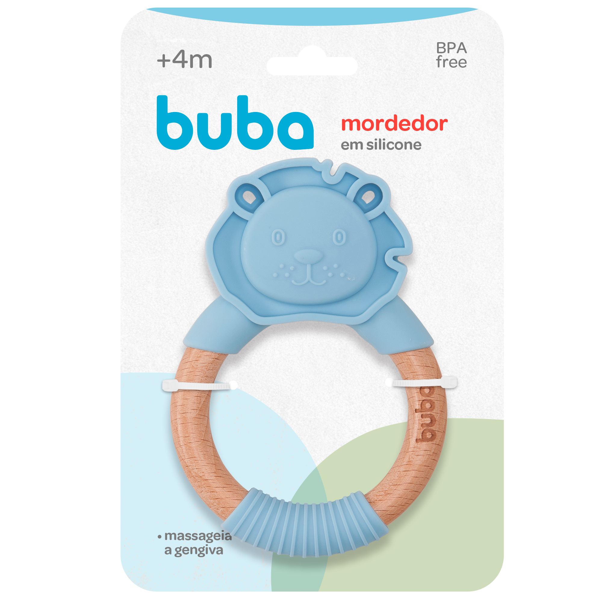 Mordedor Buba em Silicone e Bambu Leão Azul