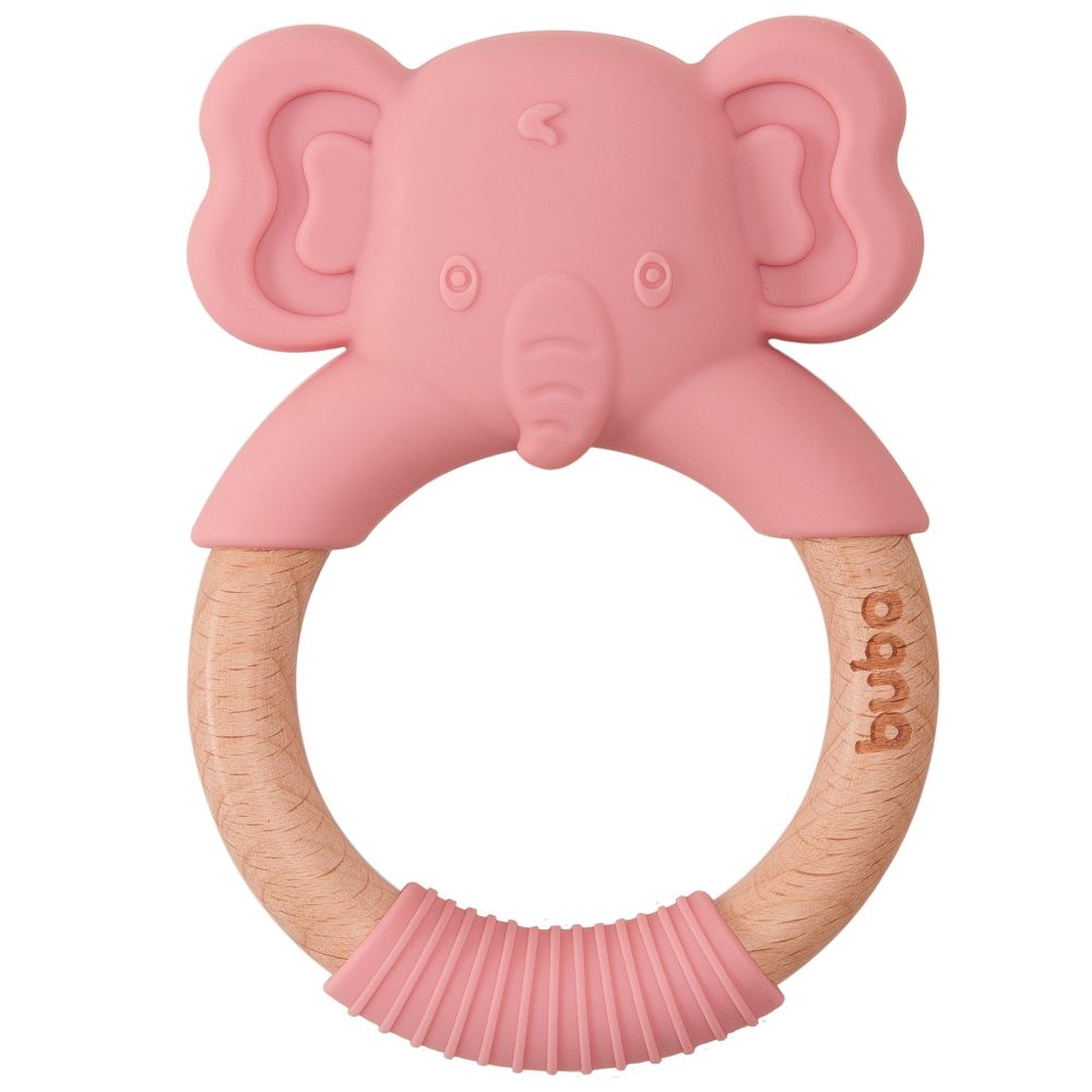 Mordedor Buba em Silicone e Bambu Elefante Rosa