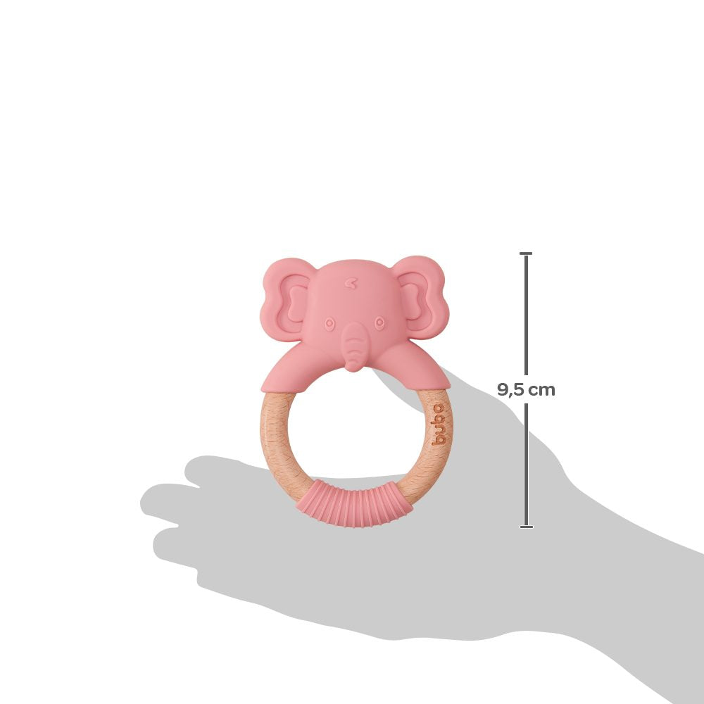 Mordedor Buba em Silicone e Bambu Elefante Rosa