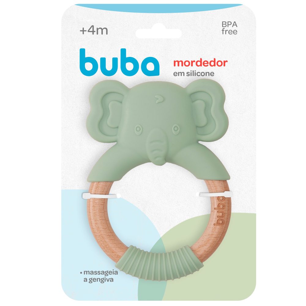 Mordedor Buba em Silicone e Bambu Elefante Verde