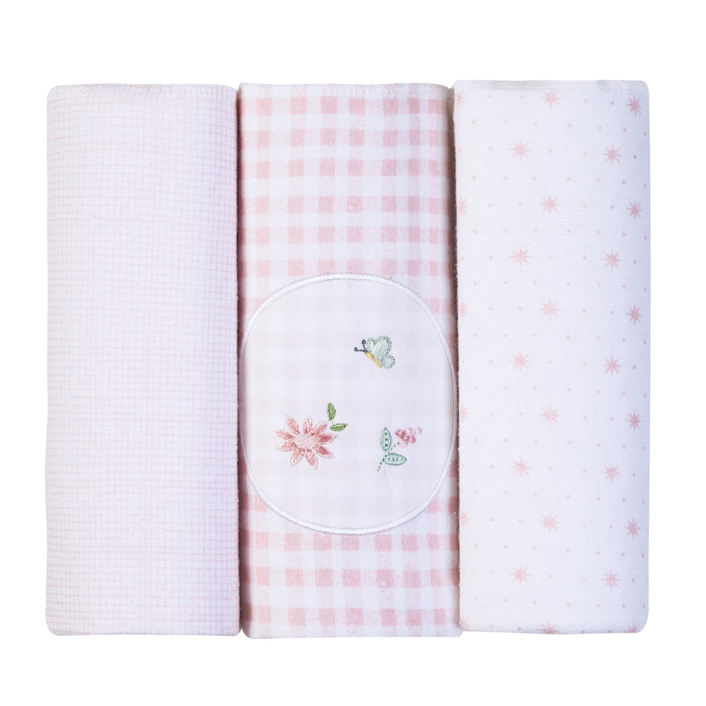 Cueiro Flanelado Bordado 80x80cm - Floral