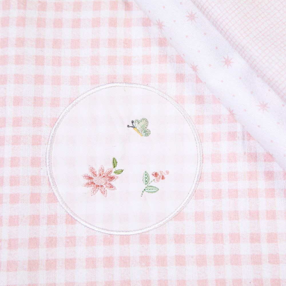 Cueiro Flanelado Bordado 80x80cm - Floral