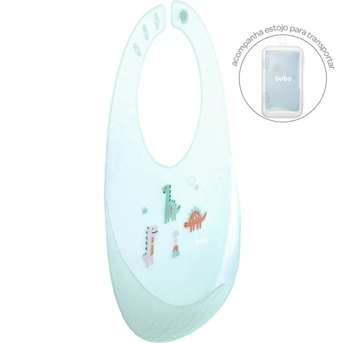 Babador em Silicone com Estojo - Dino