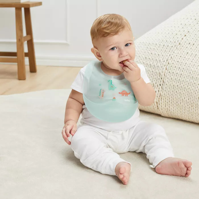 Babador em Silicone com Estojo - Dino