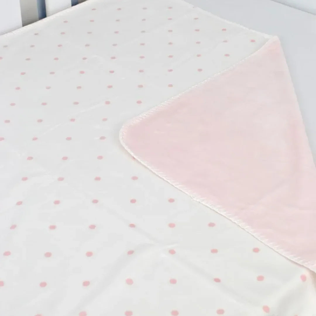 Manta Bebê Dupla Face Micropolar Poá Rosa