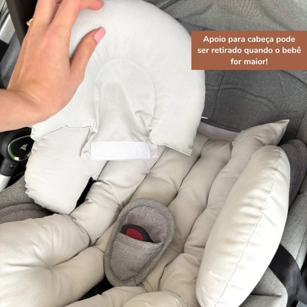 Redutor de Bebê Conforto Anatômico 100% Algodão - Cinza