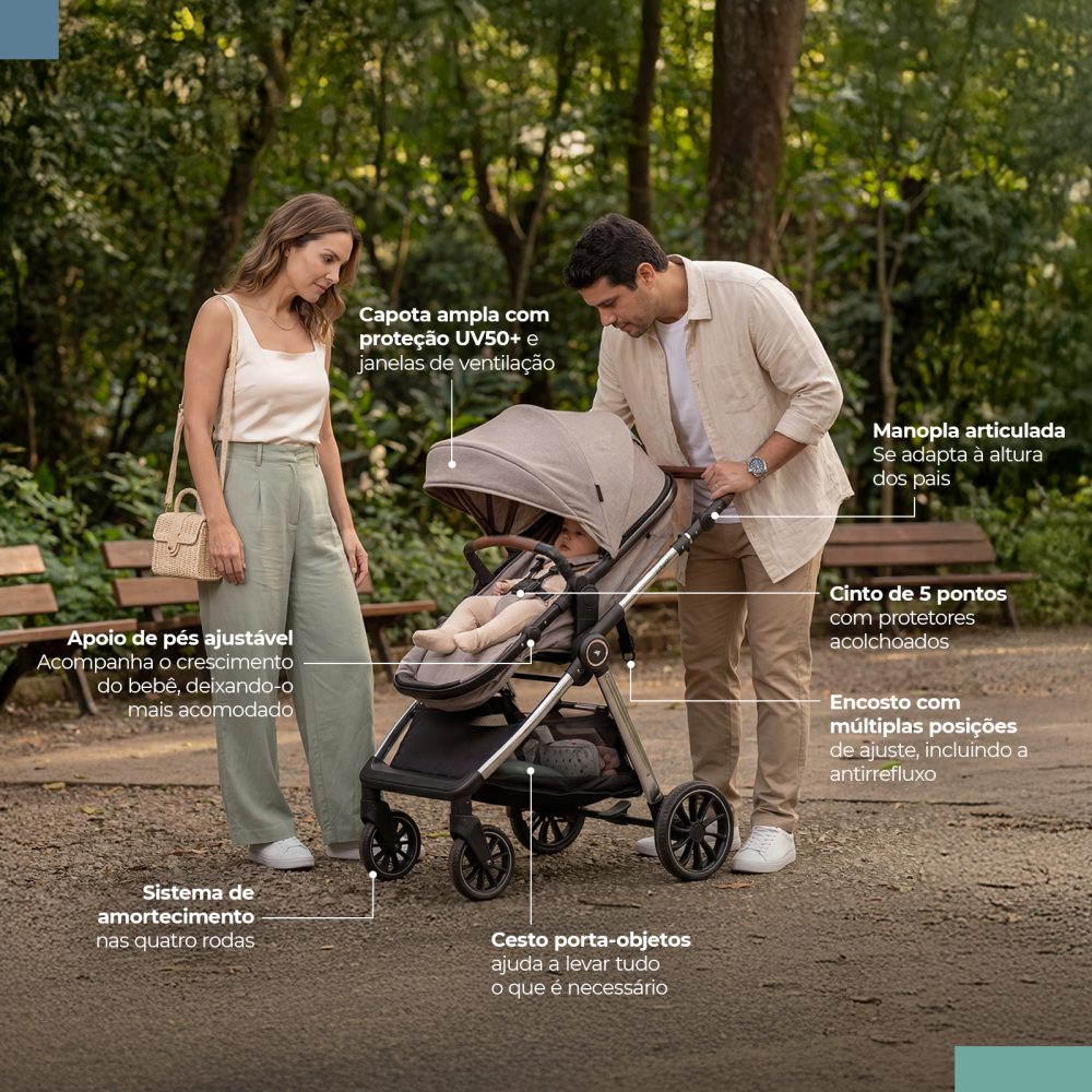 Carrinho Infanti Romanzo Essenza Trio Isofix - Bege Chrome