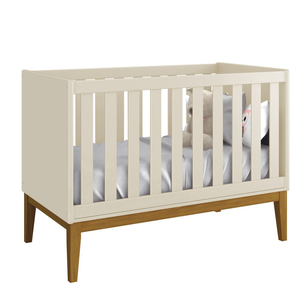 Quarto de Bebê Classic Reller | Guarda-Roupa 3 Portas, Cômoda e Berço - Areia Fosco