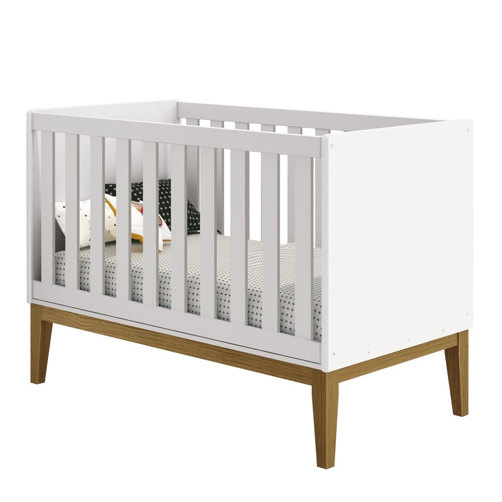 Quarto de Bebê Classic Reller | Guarda-Roupa 3 Portas, Cômoda e Berço - Branco Fosco