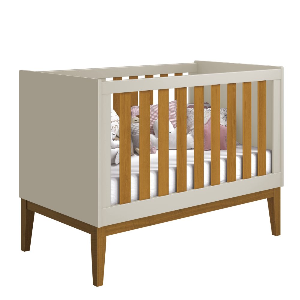 Quarto de Bebê Elfe Classic Reller | Guarda-Roupa 4 Portas, Cômoda e Berço Noah - Areia Fosco com Savana