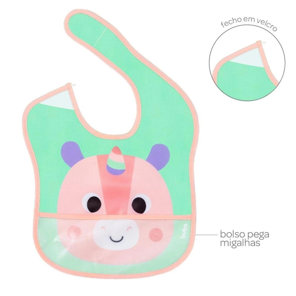 Babador Impermeável Com Bolso Pega Migalhas Buba - Unicórnio