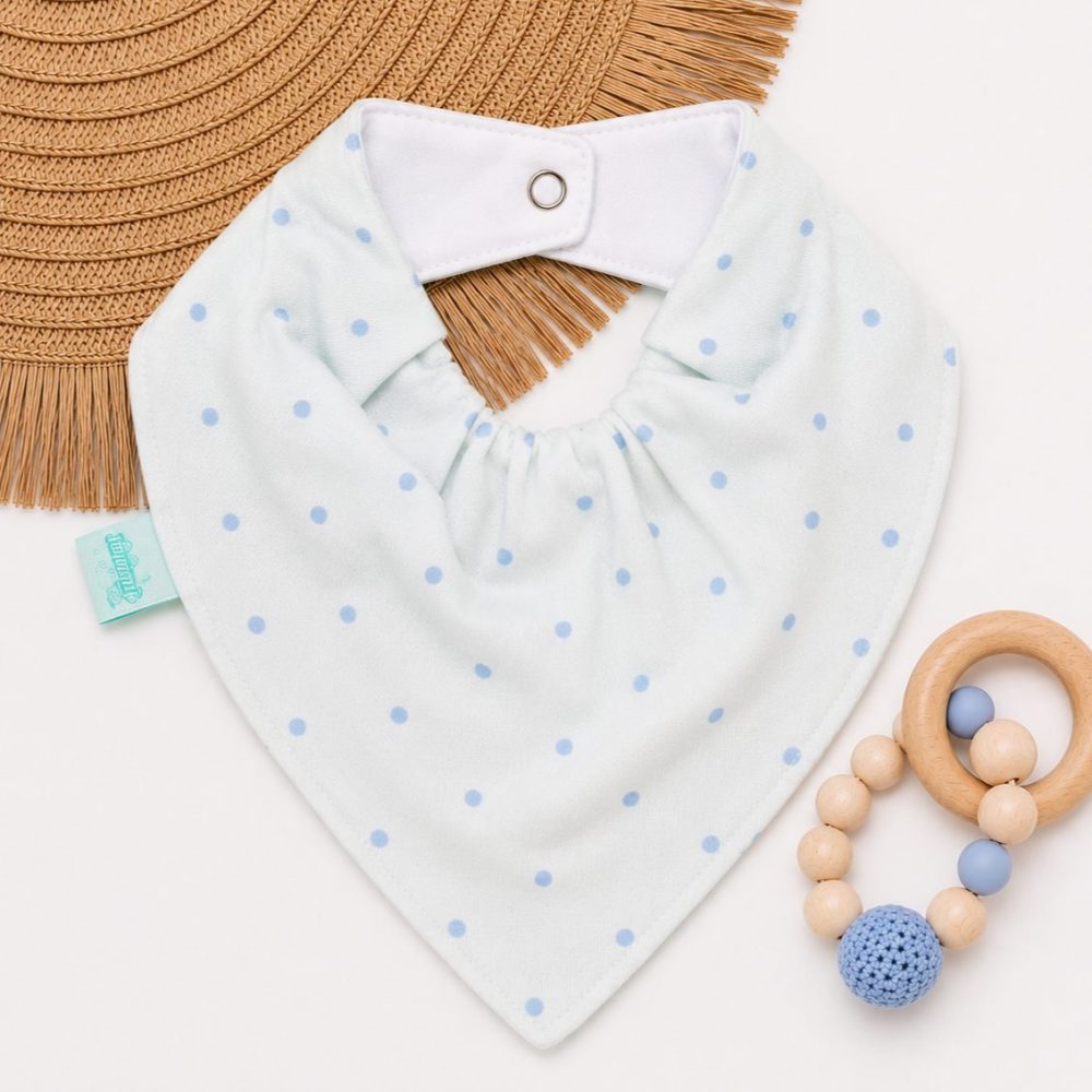Bandana Impermeável para Bebê - Poá Azul