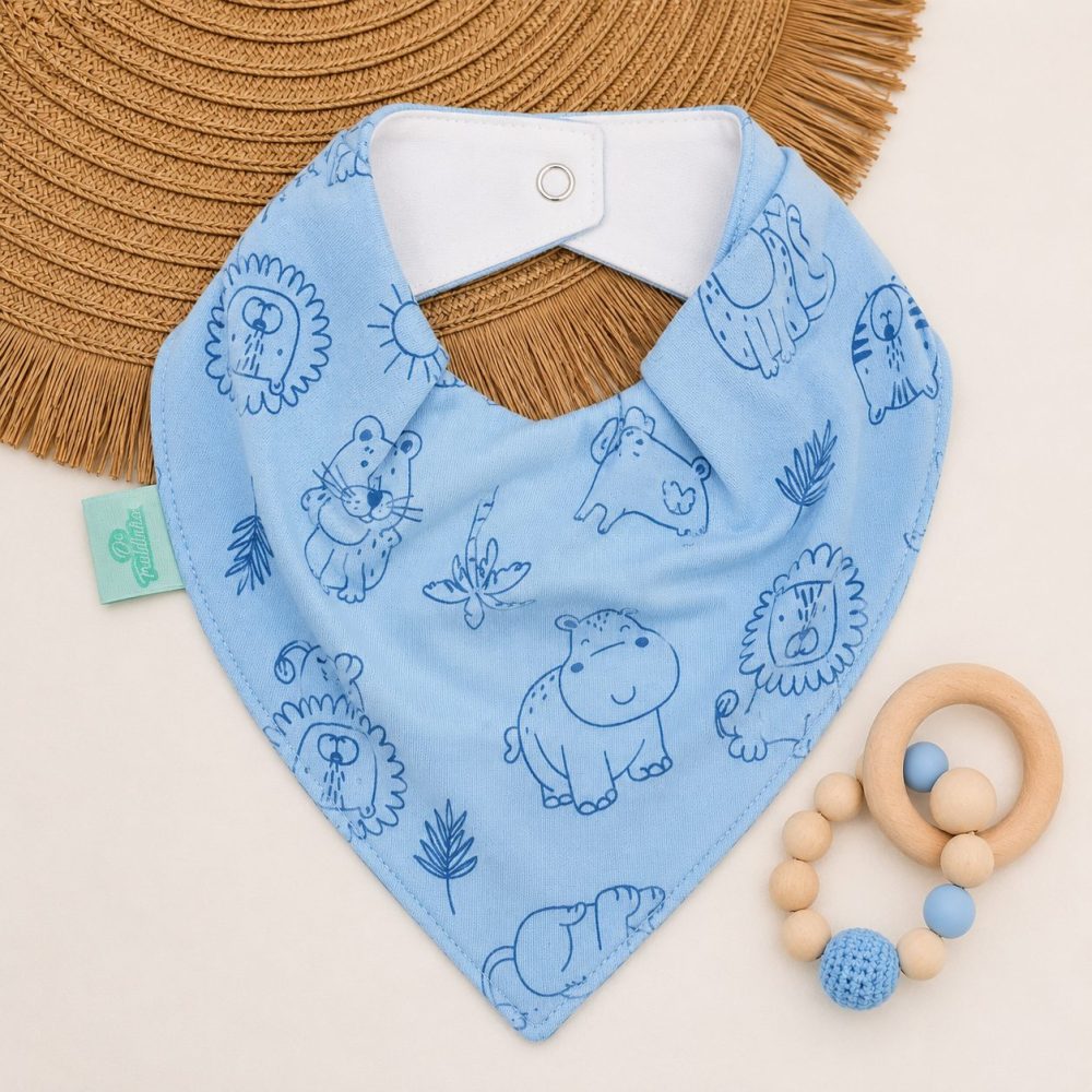 Bandana Impermeável para Bebê - Safari Azul