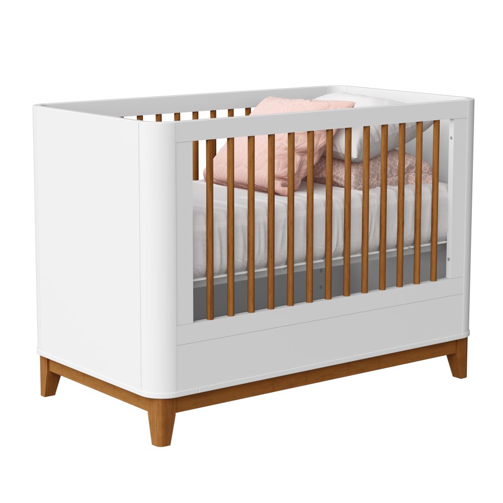 Quarto de Bebê Boom Plus Classic | Guarda-Roupa 3 Portas, Cômoda e Berço Reller - Branco Fosco