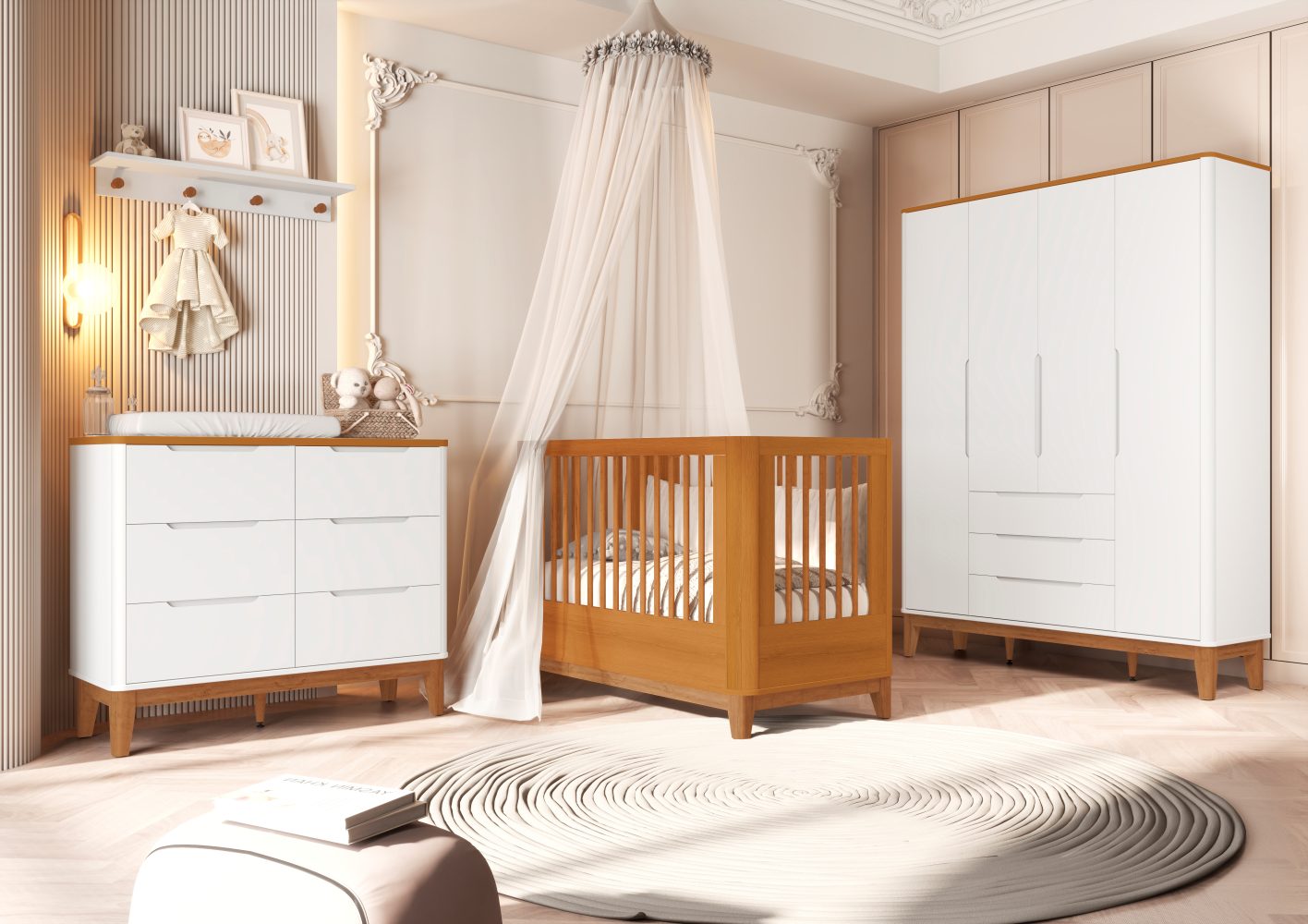Cômoda Boom 6 Gavetas Reller - Branco Fosco Com Savana