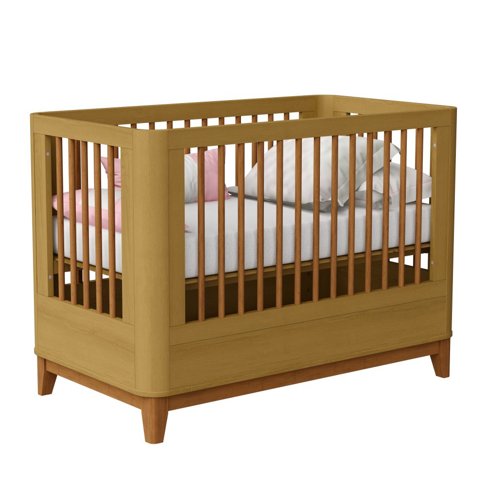 Quarto de Bebê Boom Slim Classic | Guarda-Roupa 4 Portas, Cômoda e Berço Reller - Areia Fosco Com Savana