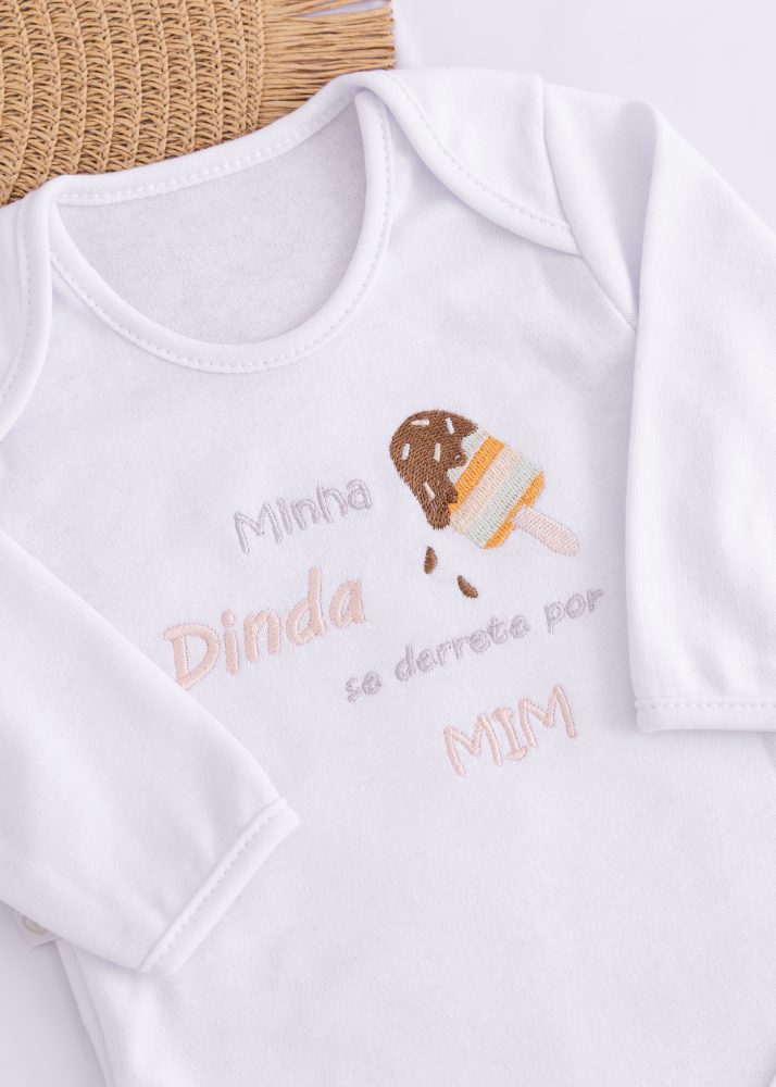 Body Bebê RN Manga Longa Minha Dinda se Derrete por Mim