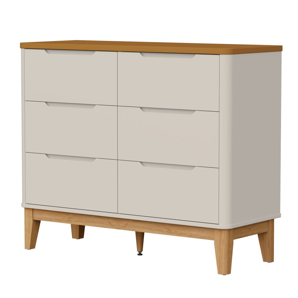 Quarto de Bebê Boom Slim Classic | Guarda-Roupa 4 Portas, Cômoda e Berço Reller - Areia Fosco Com Savana
