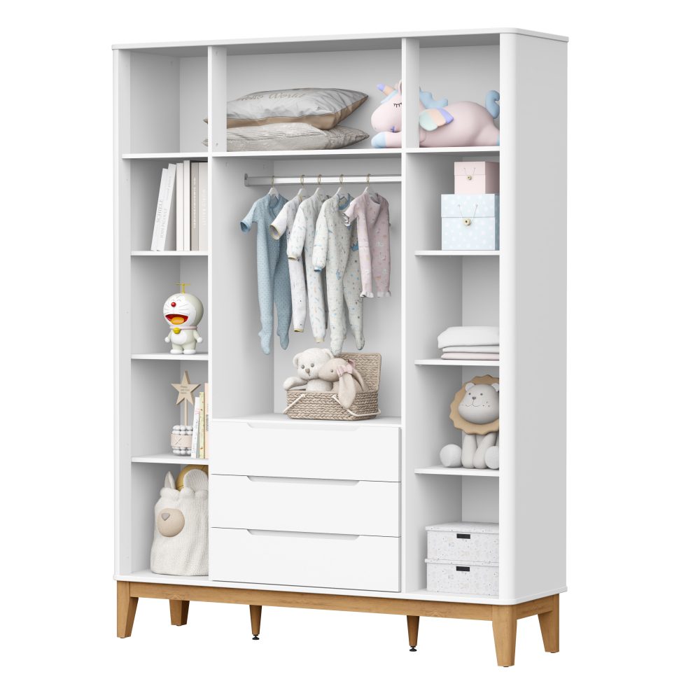 Roupeiro Boom 4 Portas Reller - Branco Fosco