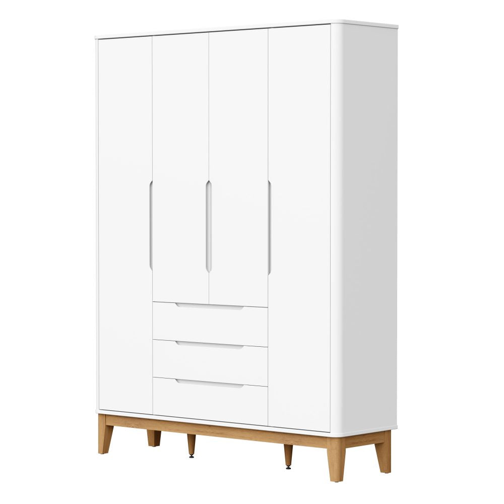 Roupeiro Boom 4 Portas Reller - Branco Fosco